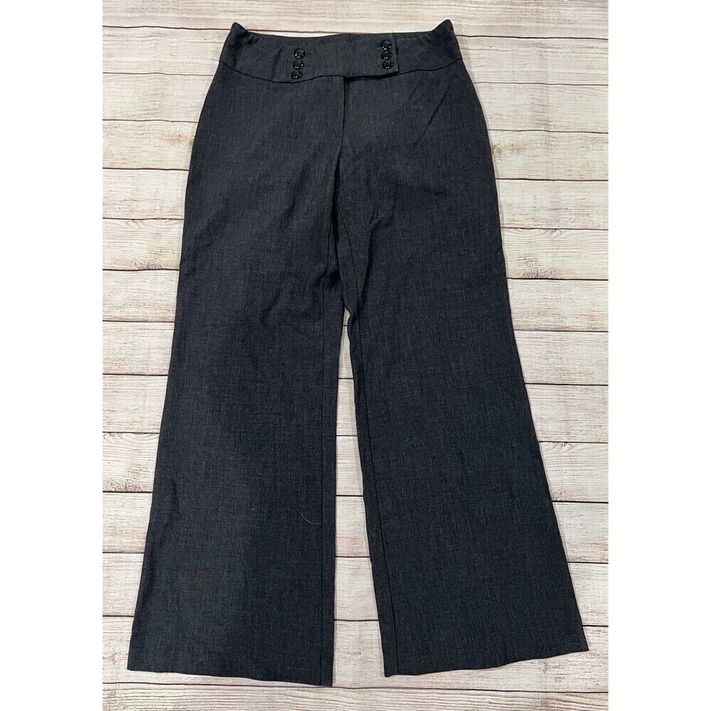 Kim Kim Rogers Size 10 Dark Gray Pants Slacks Button Zipper Closure Wide Leg